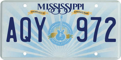 MS license plate AQY972