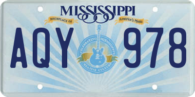 MS license plate AQY978