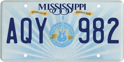 MS license plate AQY982