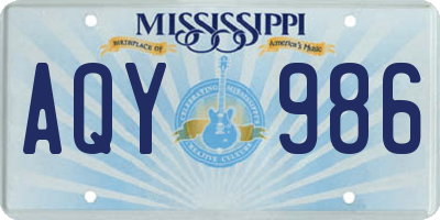 MS license plate AQY986