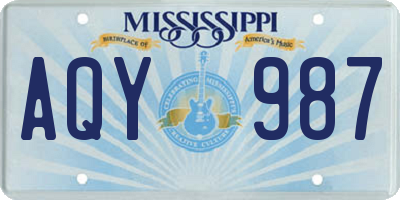 MS license plate AQY987