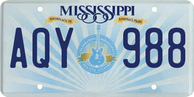 MS license plate AQY988
