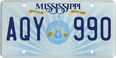 MS license plate AQY990