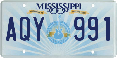 MS license plate AQY991