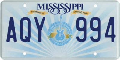 MS license plate AQY994