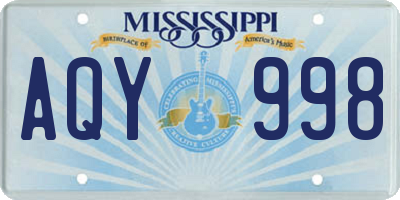 MS license plate AQY998