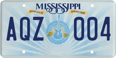 MS license plate AQZ004