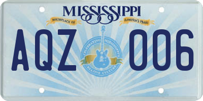 MS license plate AQZ006