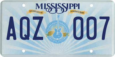 MS license plate AQZ007