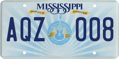 MS license plate AQZ008