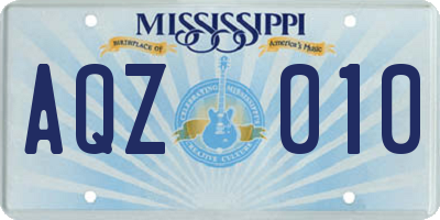 MS license plate AQZ010