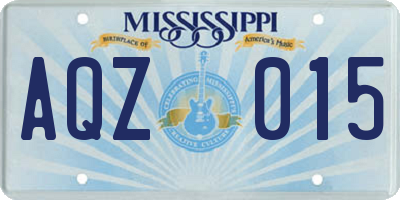 MS license plate AQZ015