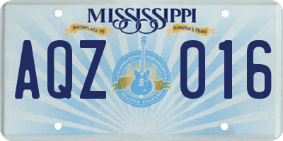 MS license plate AQZ016