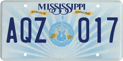 MS license plate AQZ017