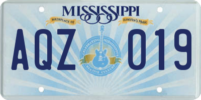 MS license plate AQZ019