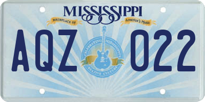 MS license plate AQZ022