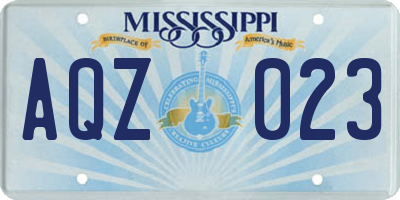 MS license plate AQZ023