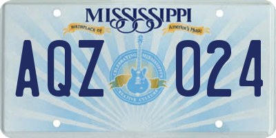 MS license plate AQZ024