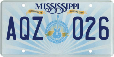 MS license plate AQZ026