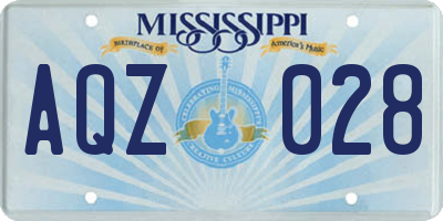 MS license plate AQZ028