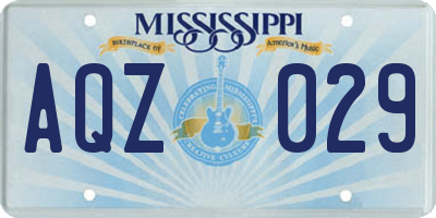 MS license plate AQZ029
