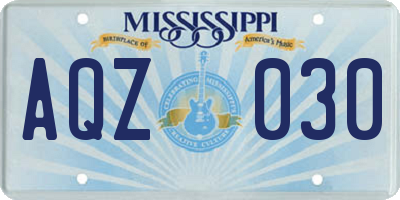 MS license plate AQZ030