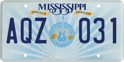 MS license plate AQZ031