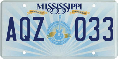 MS license plate AQZ033