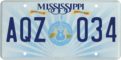 MS license plate AQZ034