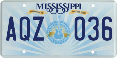 MS license plate AQZ036