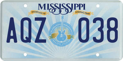 MS license plate AQZ038