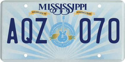 MS license plate AQZ070