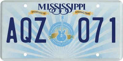 MS license plate AQZ071