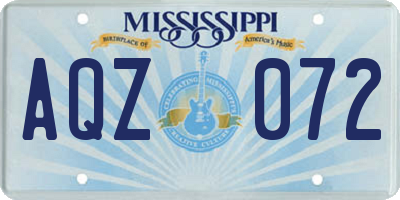 MS license plate AQZ072