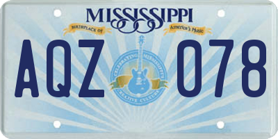 MS license plate AQZ078