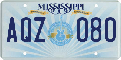 MS license plate AQZ080