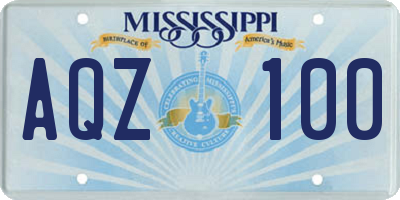 MS license plate AQZ100