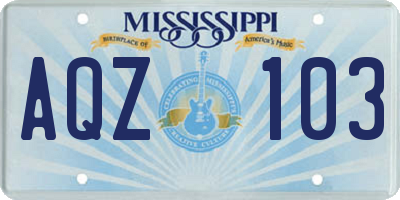 MS license plate AQZ103