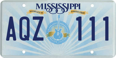MS license plate AQZ111