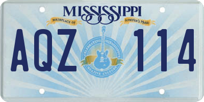 MS license plate AQZ114