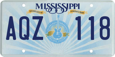 MS license plate AQZ118