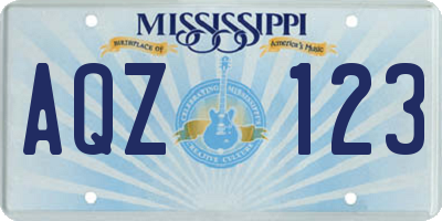 MS license plate AQZ123