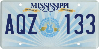 MS license plate AQZ133