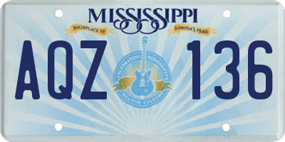 MS license plate AQZ136
