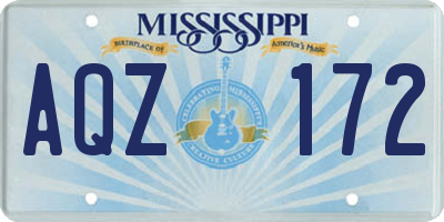 MS license plate AQZ172