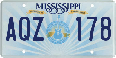 MS license plate AQZ178