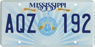 MS license plate AQZ192