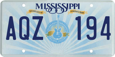 MS license plate AQZ194