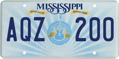 MS license plate AQZ200