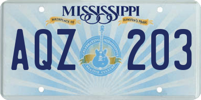 MS license plate AQZ203